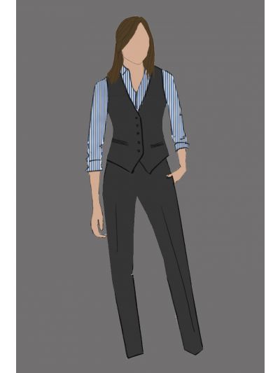 190326 - Uniform Shirt Ladies L/S Narrow Stripe Blue & White (Bell Person)