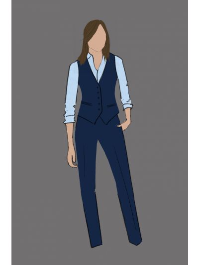 182148 - Uniform Shirt Ladies Blue End on End Solid (Indoor F&B & Banquet)