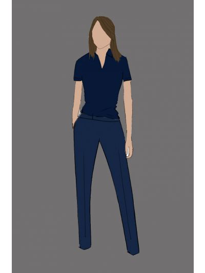 182203 - Uniform Shirt Ladies Polo S/S Navy w/Logo Sleeve (Banquet)