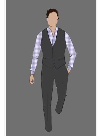 182104-Uniform Vest Male Grey Solid (Front Office & Concierge)