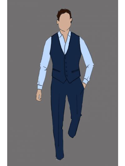 182205 - Uniform Vest Male Herringbone Navy (Banquet)