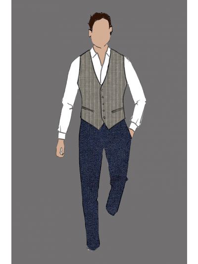 182162 - Uniform Vest Male Stripe Gray (Indoor F&B & Banquet)