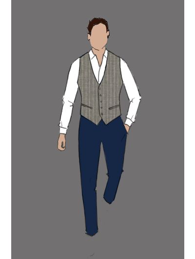  Uniform Vest Grey Stripe Vest, Unisex (Indoor F&B)