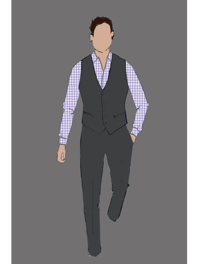 182104-Uniform Vest Male Grey Solid (Front Office & Concierge)